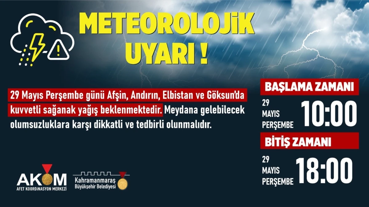 4 İlçeye Uyarı: Sağanak Yağış Geliyor 