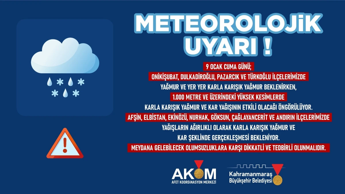 9 Ocak&rsquo;ta Şehir Genelinde Yağışlı Hava Etkili Olacak!