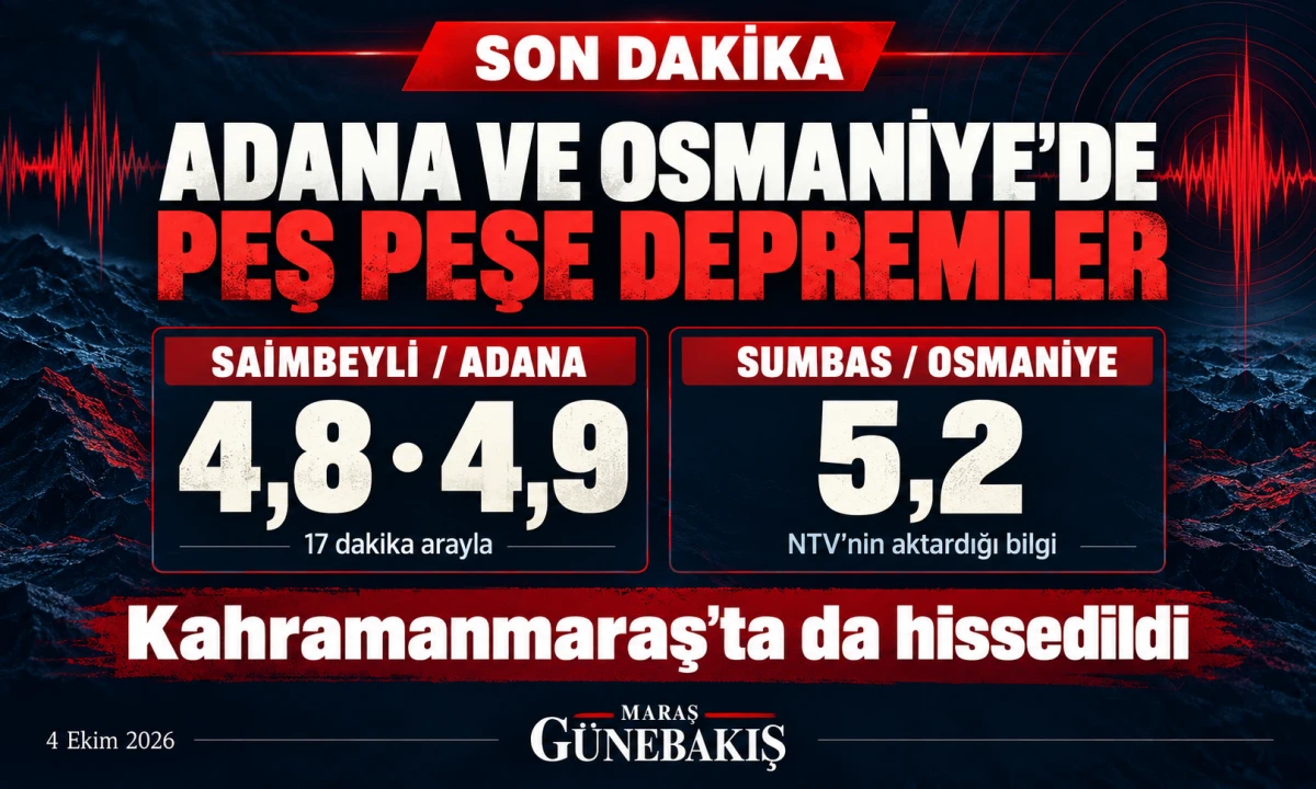Osmaniye Sumbas&rsquo;ta Deprem: Kahramanmaraş&rsquo;ta da Hissedildi