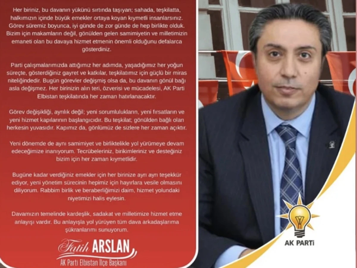 Başkan Arslan&rsquo;la AK Parti Elbistan&rsquo;da Yeniden Yapılanma