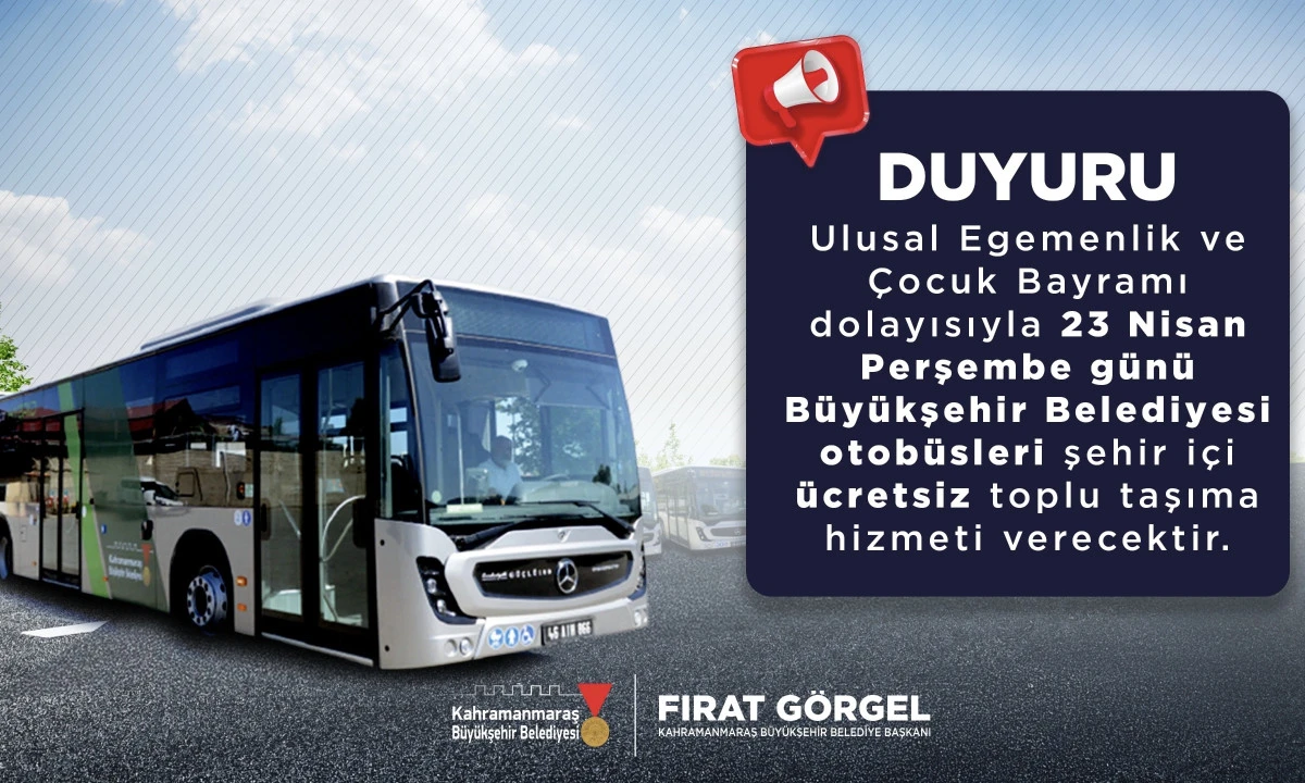 B&uuml;y&uuml;kşehir&rsquo;den 23 Nisan&rsquo;da &Uuml;cretsiz Toplu Taşıma Hizmeti