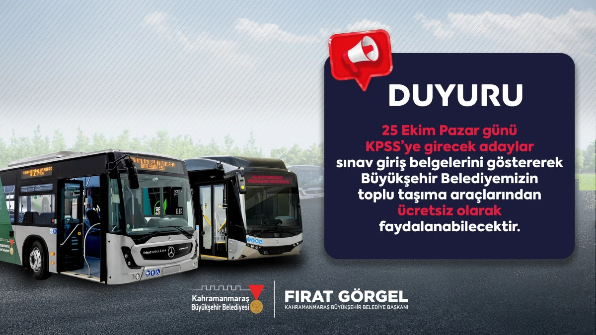 B&uuml;y&uuml;kşehir&rsquo;den KPSS Adaylarına &Uuml;cretsiz Ulaşım
