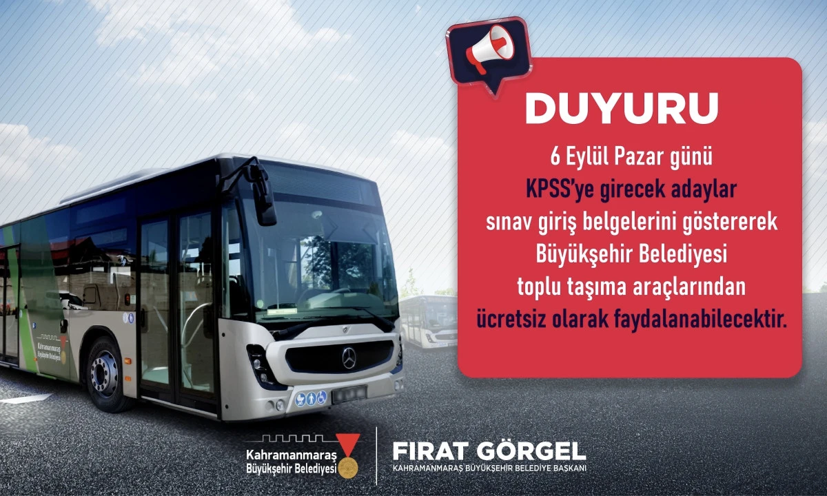 B&uuml;y&uuml;kşehir&rsquo;den KPSS Adaylarına &Uuml;cretsiz Ulaşım Desteği