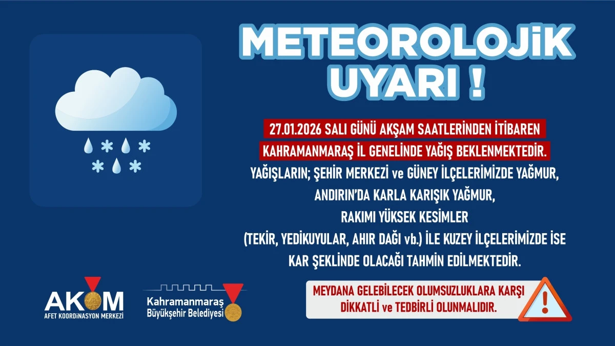 DİKKAT: AKOM&rsquo;dan Yağmur ve Kar Uyarısı