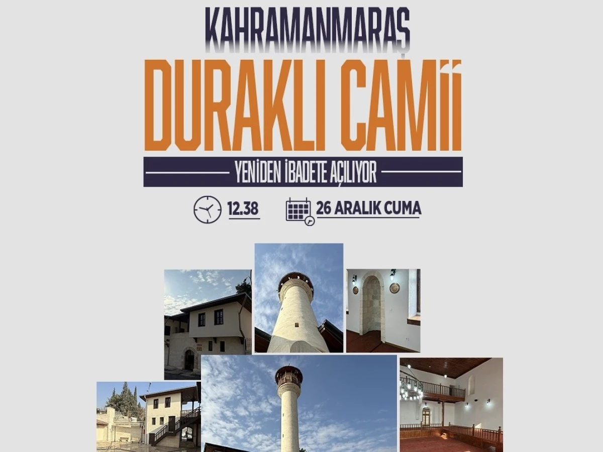 Duraklı Camii Aslına Uygun Restore Edildi, Yeniden İbadete A&ccedil;ılıyor