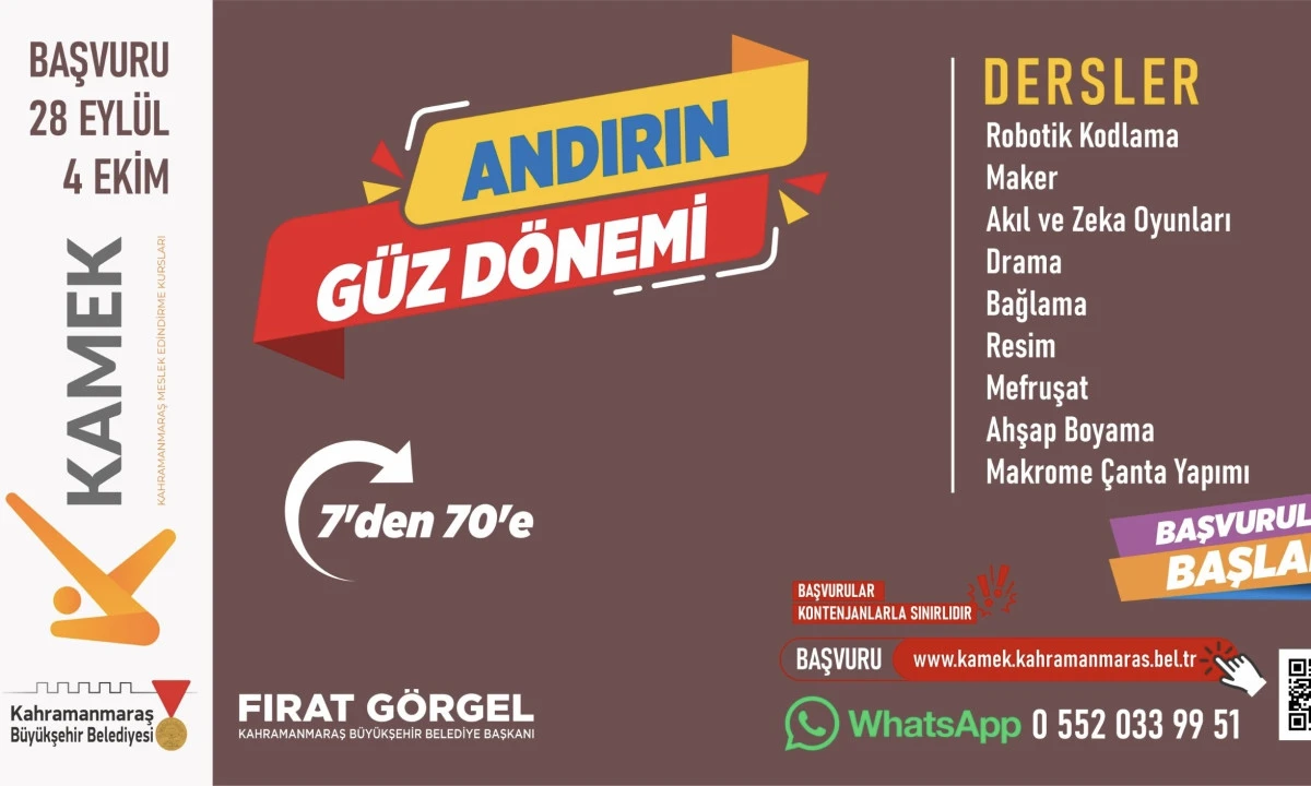 Elbistan, Andırın, &Ccedil;ağlayancerit ve Ekin&ouml;z&uuml;&rsquo;nde KAMEK Eğitimlerine Başvurular Başladı!
