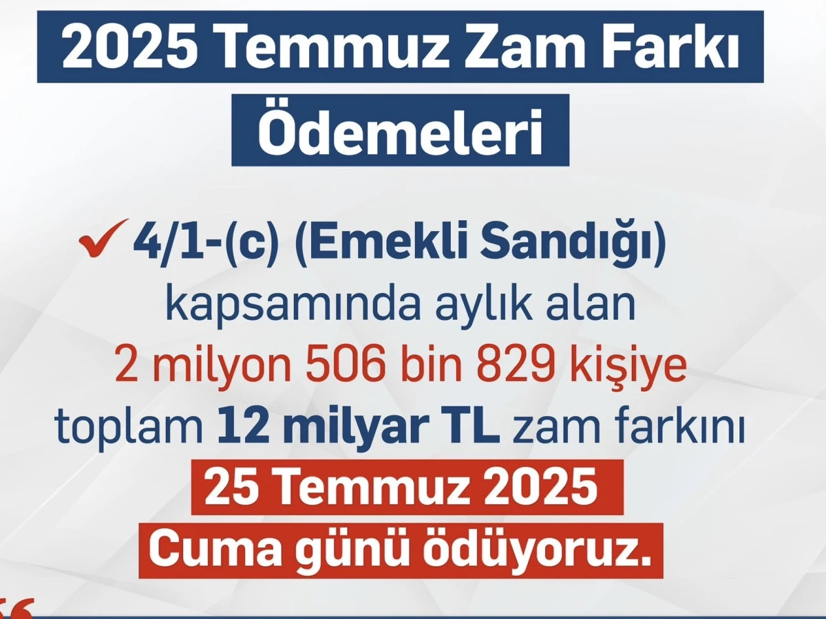 Emeklilere Müjde: Temmuz 2025 Zam Farkları 25 Temmuz’da Ödenecek!