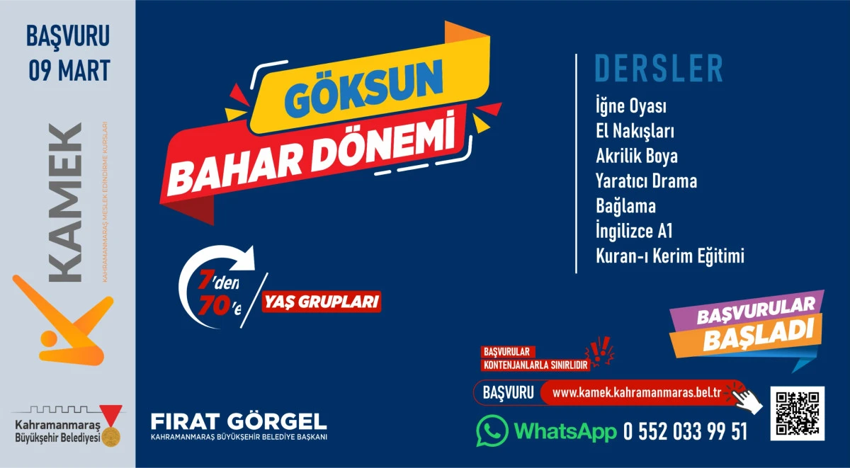 G&ouml;ksun&rsquo;da KAMEK kurslarına kayıtlar başladı!