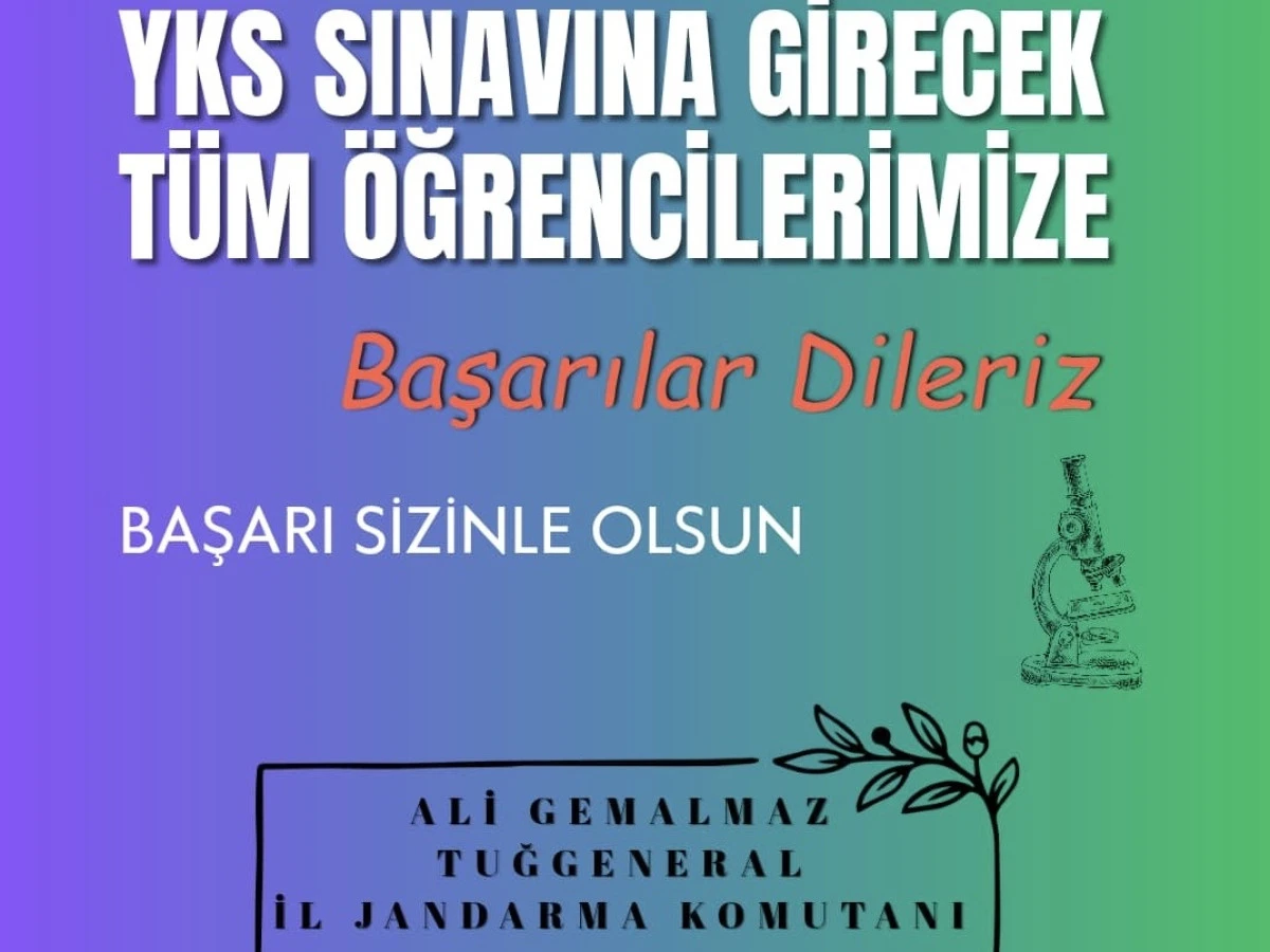 Jandarma’dan YKS Adaylarına Başarı Mesajı ve Sessizlik Çağrısı