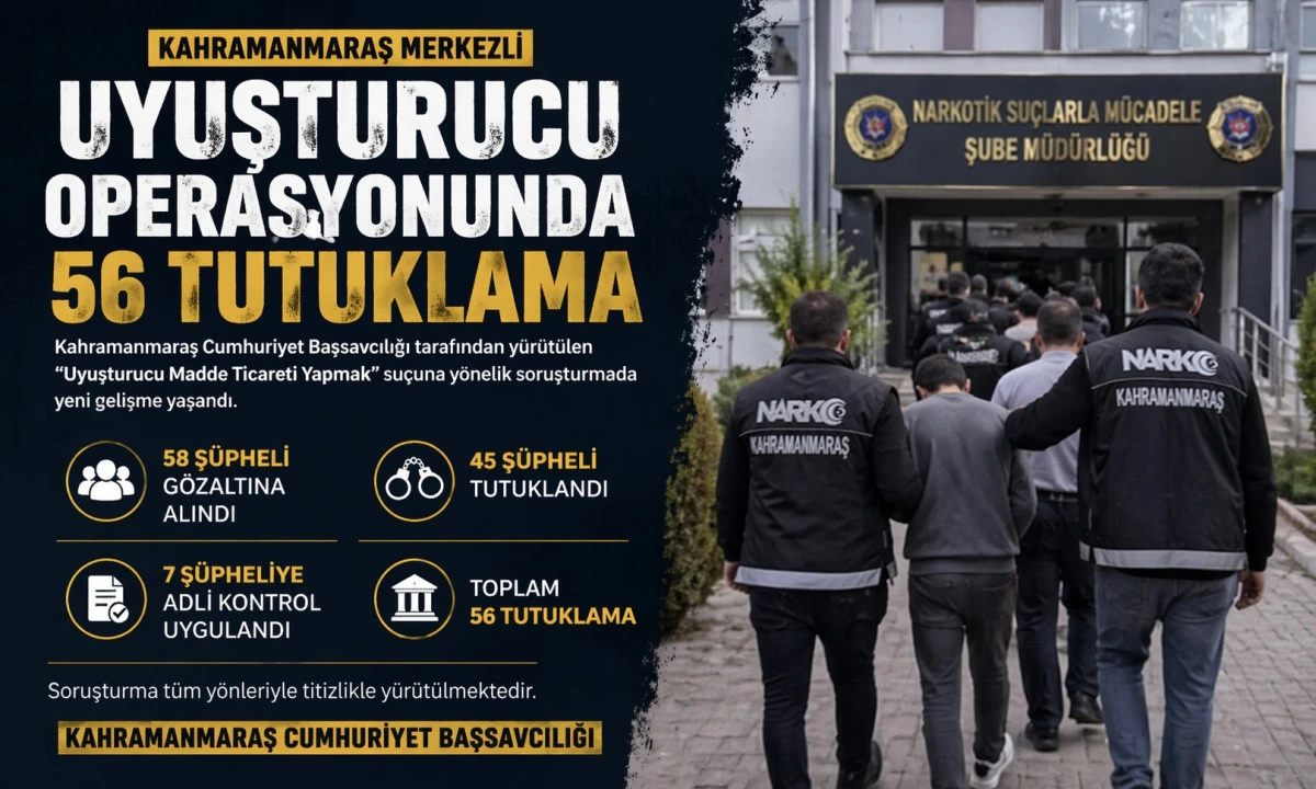 Kahramanmaraş merkezli uyuşturucu operasyonunda yeni gelişme: 56 tutuklama