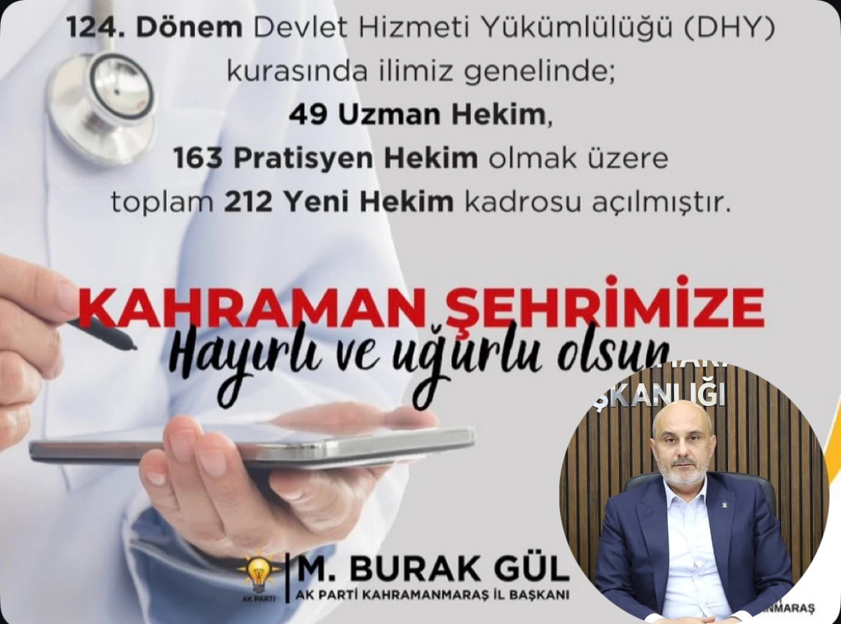 Kahramanmaraş’a 212 Yeni Hekim Kadrosu Açıldı