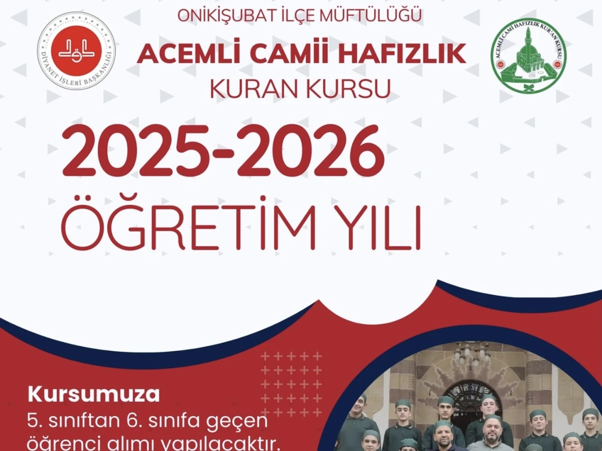 Kahramanmaraş’ın Köklü Hafızlık Merkezi Yeni Öğrencilerini Bekliyor: Acemli Camii Hafızlık Kur’an Kursu Kayıtları Başladı