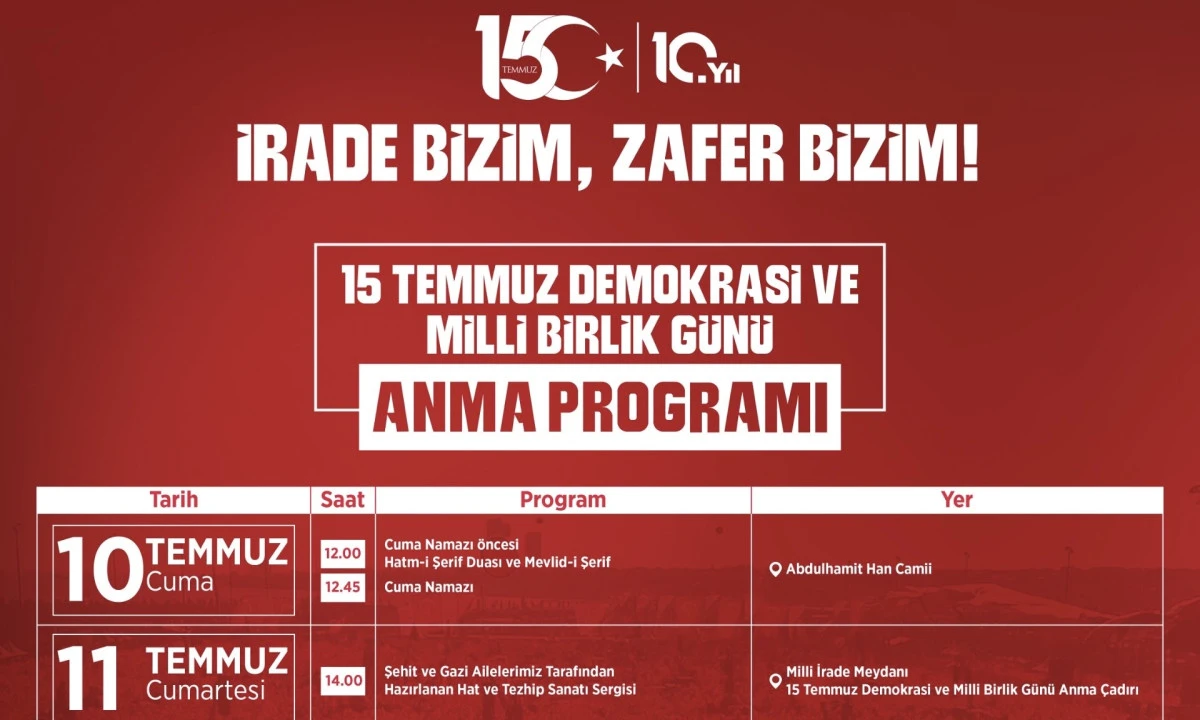 Kahramanmaraş&rsquo;ta 15 Temmuz&rsquo;un 10. Yılında Anma Programı Belli Oldu