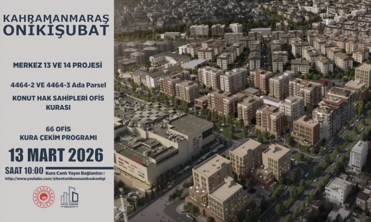 Kahramanmaraş&rsquo;ta 66 Ofis İ&ccedil;in Kura &Ccedil;ekimi Yapılacak