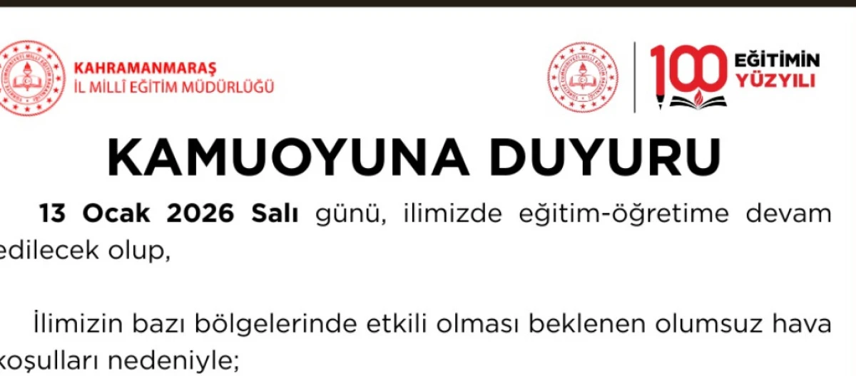 Kahramanmaraş&rsquo;ta Bazı İl&ccedil;e ve Okullarda Eğitime 1 G&uuml;n Ara