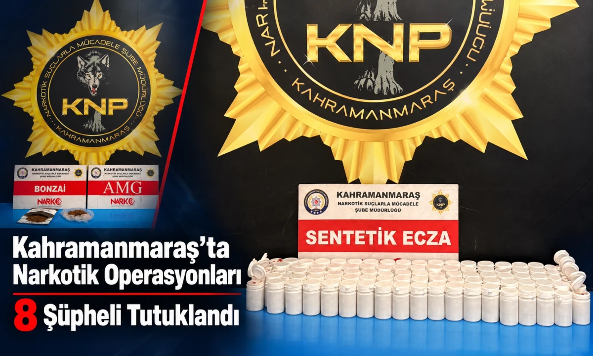Kahramanmaraş&rsquo;ta Narkotik Operasyonları: 8 Ş&uuml;pheli Tutuklandı