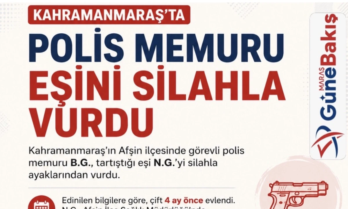 Kahramanmaraş&rsquo;ta polis memuru eşini silahla vurdu