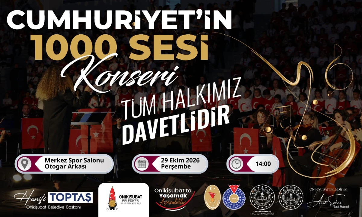 Onikişubat Belediyesi&rsquo;nden Cumhuriyet&rsquo;in 103. Yılına 1300 Sesli Dev Konser