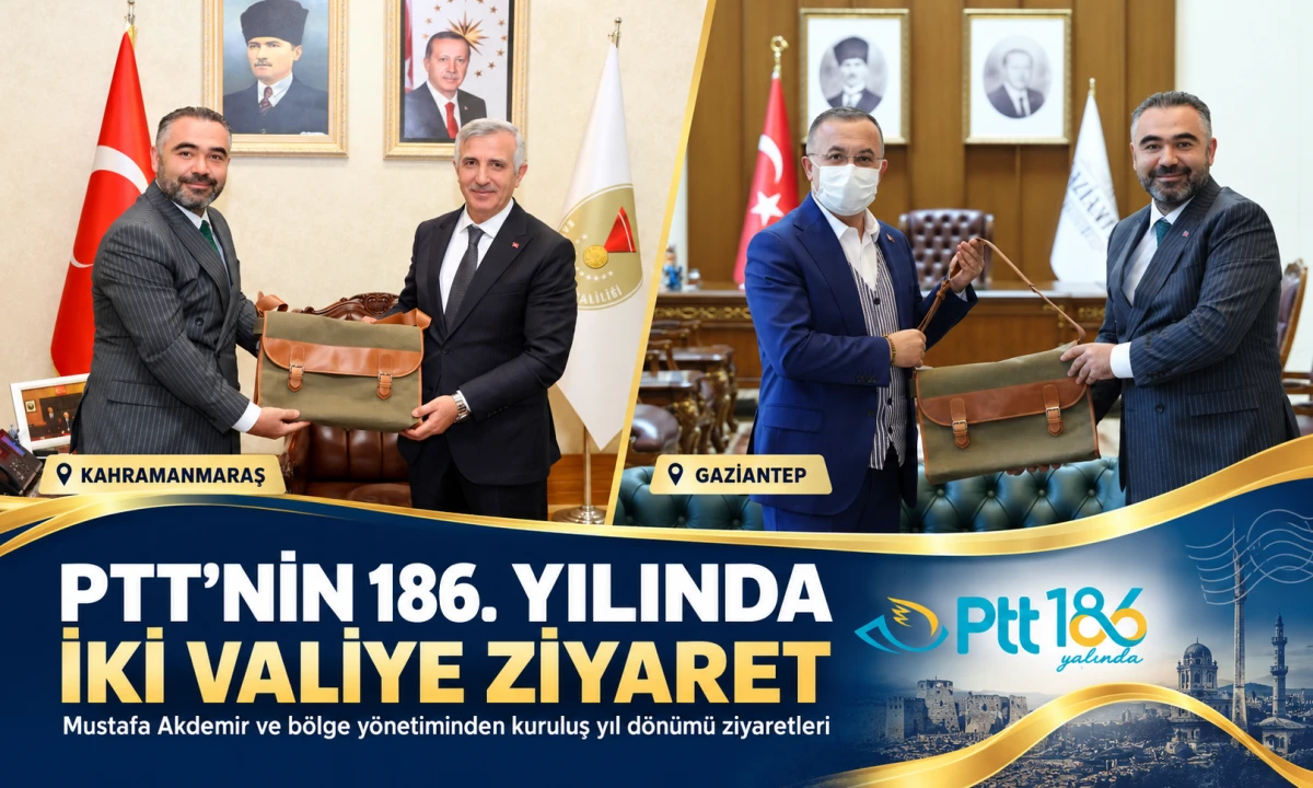 PTT&rsquo;nin 186. yılına anlamlı kutlama: B&ouml;lge y&ouml;netiminden iki valiye ziyaret