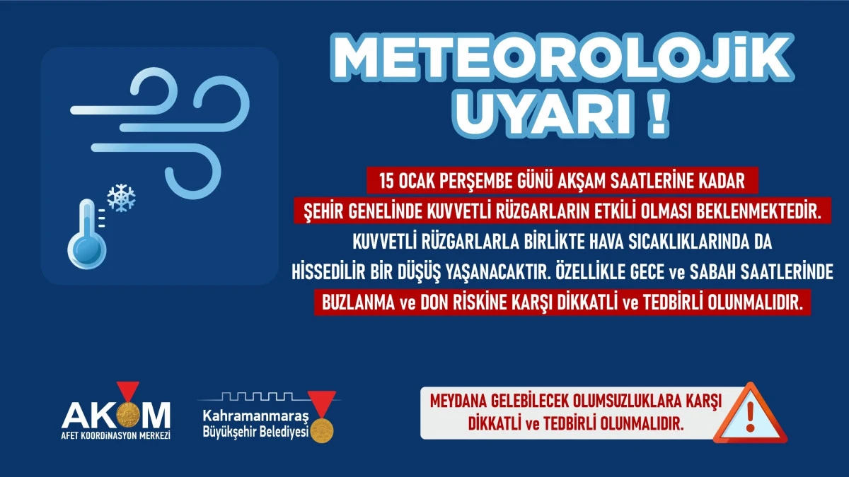 R&uuml;zg&acirc;r ve Soğuk Hava Uyarısı; Buzlanma ve Don Riskine Dikkat!