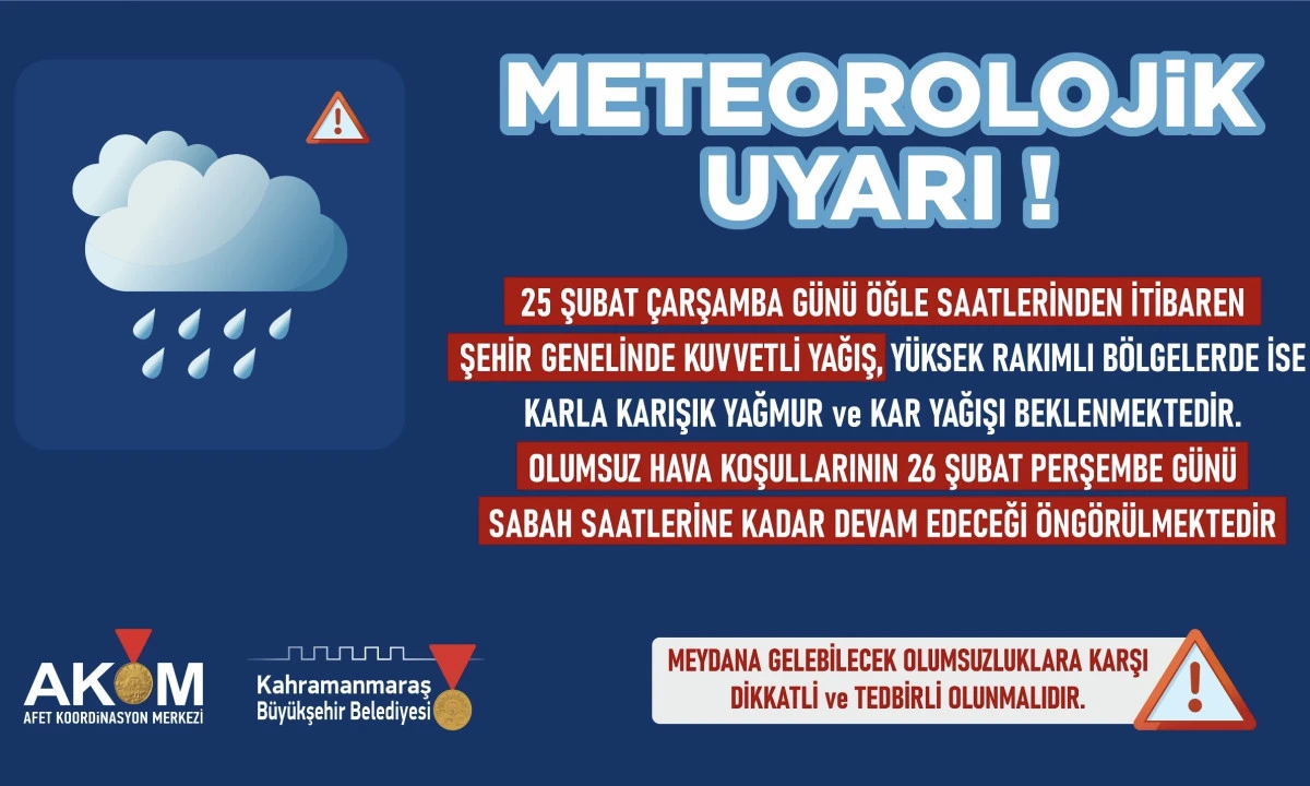 Şehir Genelinde Kuvvetli Yağış Uyarı!