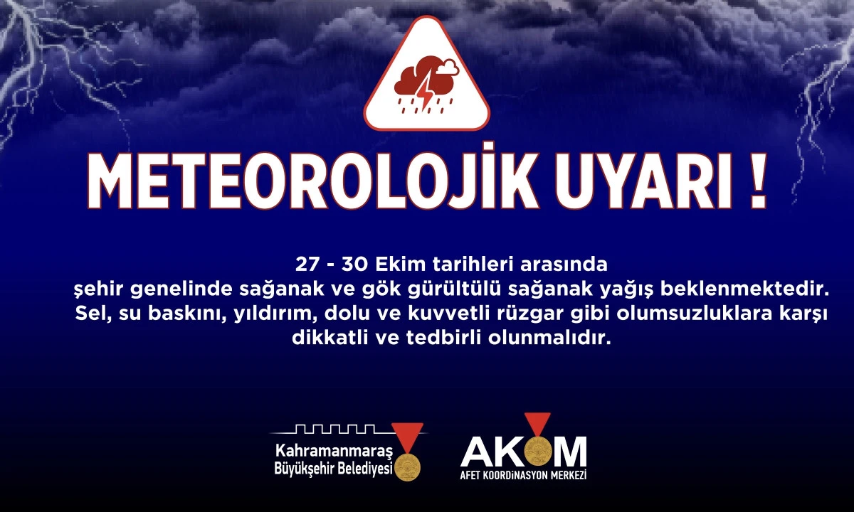 Şehir Genelinde Sağanak Yağış Uyarısı!