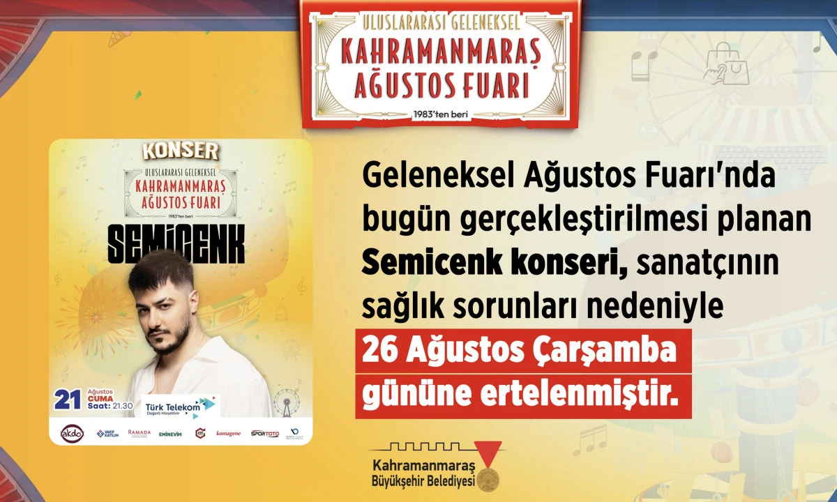 Semicenk Konseri, Sanat&ccedil;ının Sağlık Sorunları Nedeniyle 26 Ağustos&rsquo;a Ertelendi!