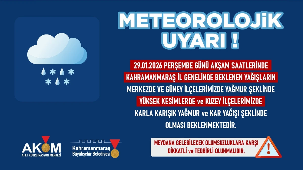 Vatandaşlar Yağmur ve Kar Yağışına Karşı Uyarıldı