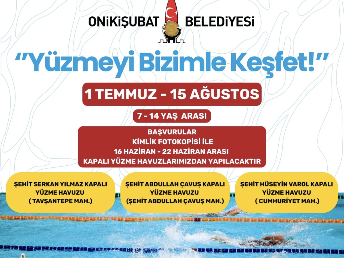 Yüzmeyi Onikişubat’la keşfedecek çocuklara müjde! Kurs başvurular başladı